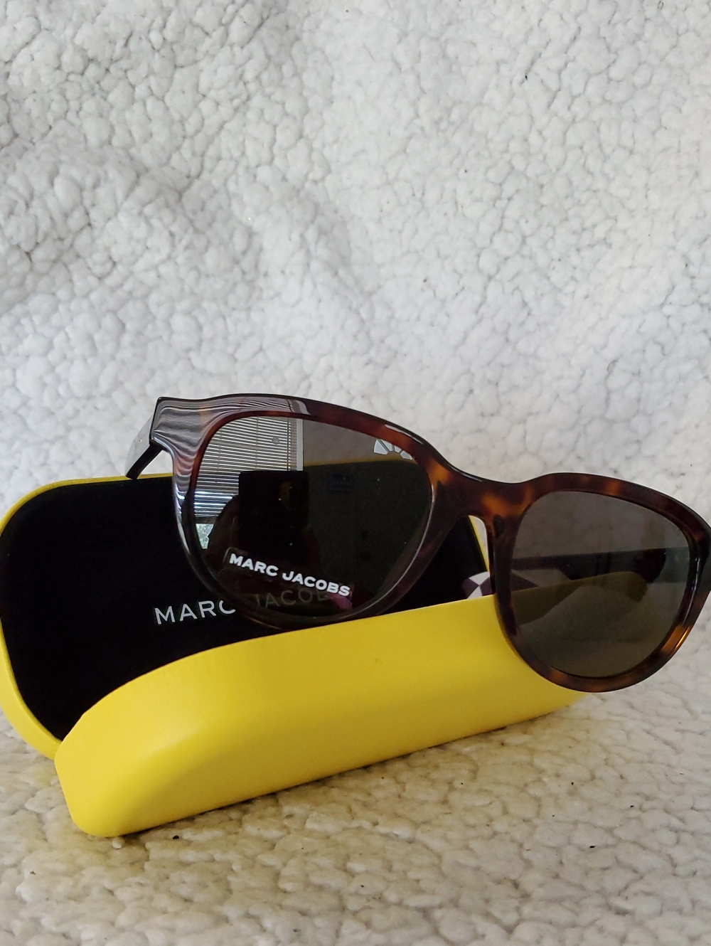 Marc Jacobs Tortoiseshell Sunglasses with Brown Lenses and Yellow Case